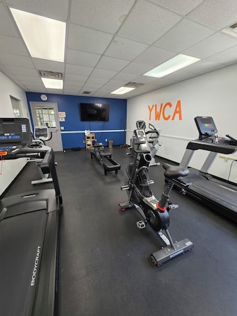 Fitness facility. Cozy 1-bedroom lodging in Westfield's Historic YWCA -Queen size bed