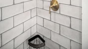 Shower, towels, soap, toilet paper