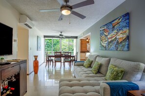 Apartment, Multiple Beds, Balcony, Garden View (Costa Linda 8-11) | Living area - Luxury 3-bedroom Condo in Paradise (Jacó)
