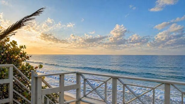 A coastal view with a wooden deck and railing overlooking the sea. - CasaMar Oceanfront House w/ Pool & Master Suite• Rincón (Aguada)
