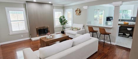 TV, fireplace