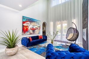 House, Multiple Beds, Pool Access, Pool View (177th Ter(SILVER-FL)) | Living area - Luxury Tropical Living - 4BR w Backyard Pool Oasis (Miami Lakes)