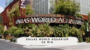 The exterior of the Dallas World Aquarium with a large glass facade and a prominent sign. - Heart of Grand Prairie 3BD With Pool, Patio, BBQ (Grand Prairie)