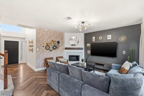 House, Multiple Beds, Pool Access, Pool View (Misty Meadow) | Living area - 5-bd Getaway w/ Pool, Patio, Firepit Mins to DT (Dallas)