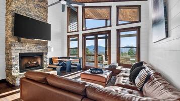 Smart TV, fireplace, music library, computer monitors