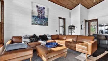 Smart TV, fireplace, music library, computer monitors
