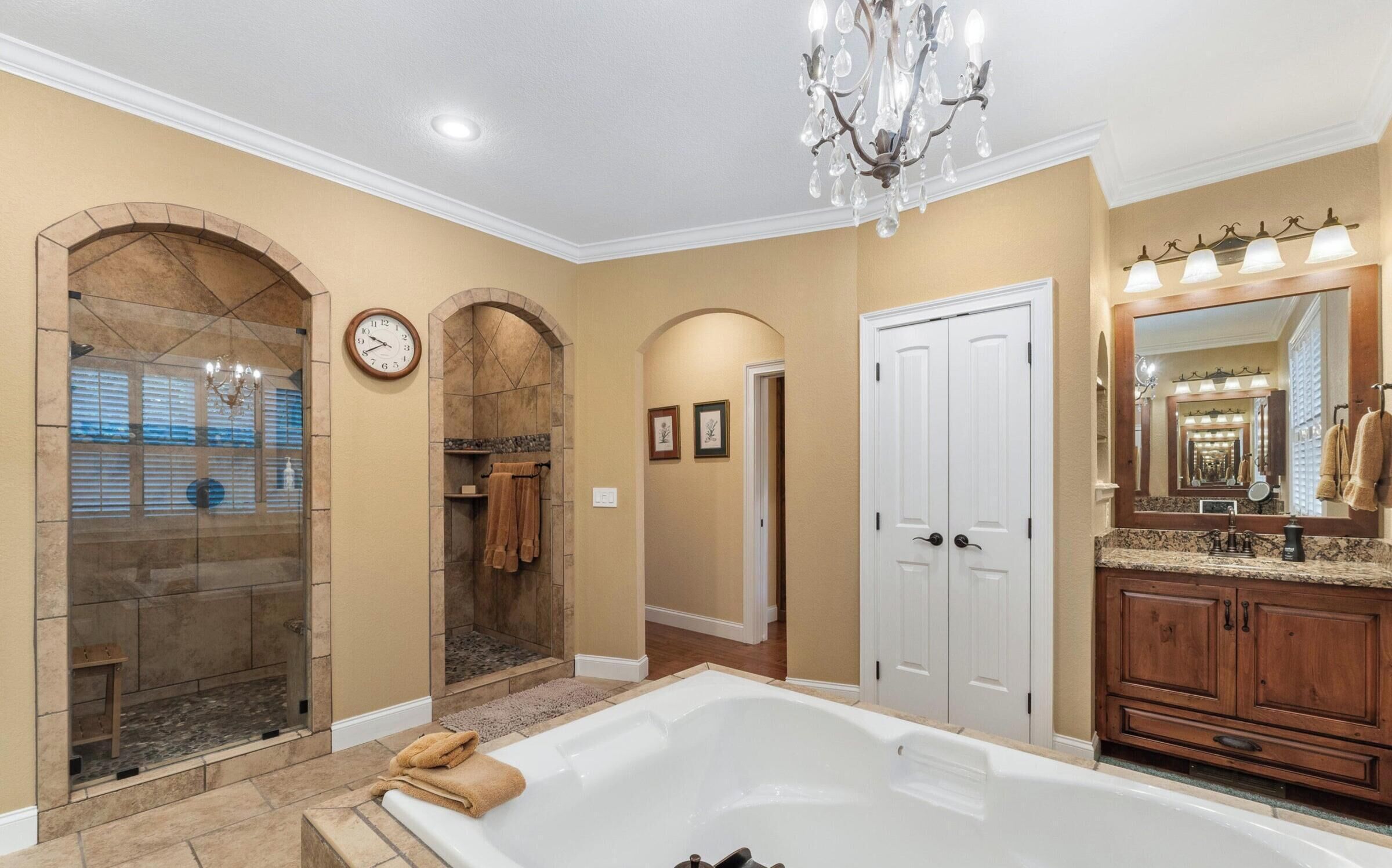 Shower, jetted bath, hair dryer, bidet