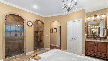Shower, jetted bath, hair dryer, bidet