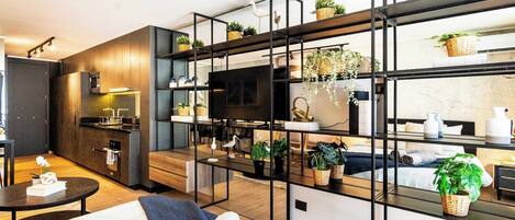 1 habitación, tabla de planchar con plancha, wifi y ropa de cama