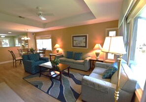 TV, fireplace - Brigantine Quarters, Shipyard, Pool & Beach Access (Hilton Head Island)