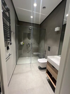 Hair dryer, towels, soap, toilet paper - Luxury 2BR Sea View Apartment in Sea Breeze Lighthouse (Nardaran)