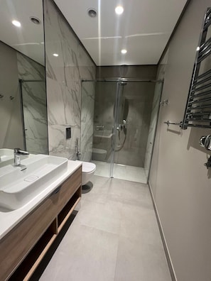 Hair dryer, towels, soap, toilet paper - Luxury 2BR Sea View Apartment in Sea Breeze Lighthouse (Nardaran)