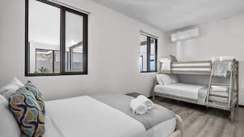 4 bedrooms, desk, iron/ironing board, travel cot
