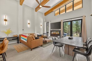 Smart TV, fireplace, video games, books