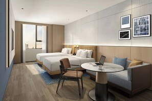 Habitación superior, 2 camas matrimoniales, vista a la ciudad