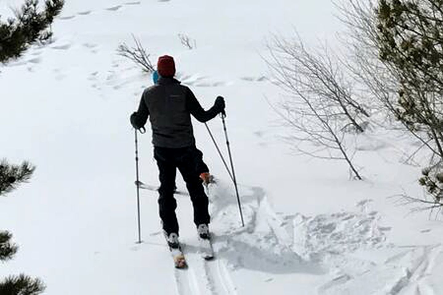 Une personne qui fait du ski sur une pente enneigée.