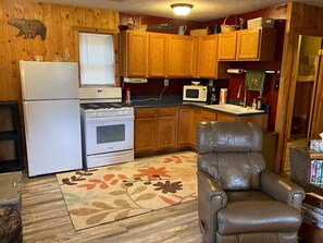Fridge, microwave, oven, stovetop - The Lazy Acorn Cabin in Boon, MI (Boon)