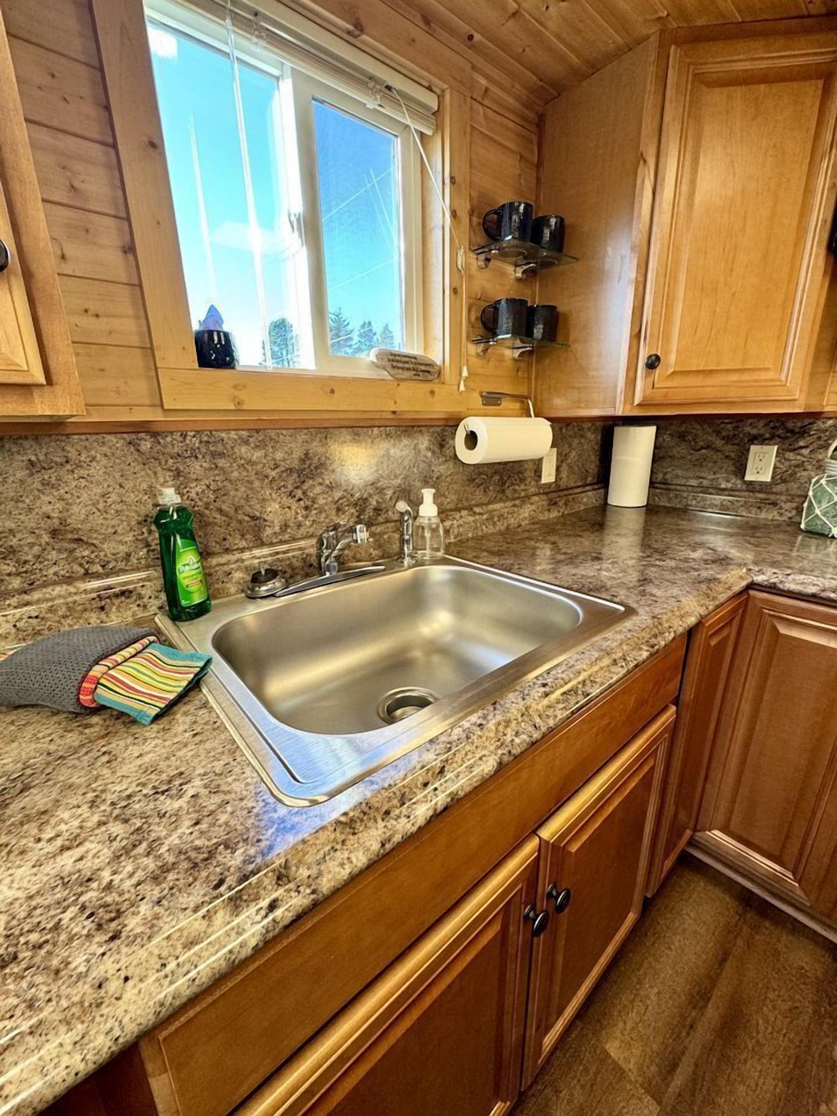 Fridge, stovetop, dining tables