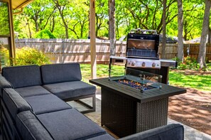 Terrace/patio - Nordic-Inspired Getaway | Hot Tub + Fire Pit (North Richland Hills)
