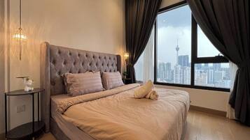 Desk, blackout curtains, iron/ironing board, free WiFi