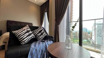 Desk, blackout curtains, iron/ironing board, free WiFi