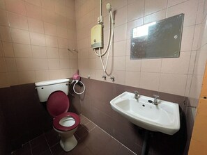 Standard Room, No Windows | Bathroom | Shower, free toiletries, hair dryer, slippers
