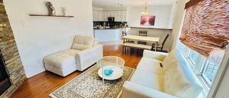 TV, fireplace