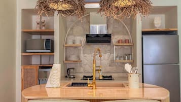 Exclusive Villa, Balcony, Pool View | Private kitchen | Full-size fridge, microwave, oven, stovetop