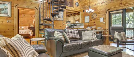 TV, fireplace, books