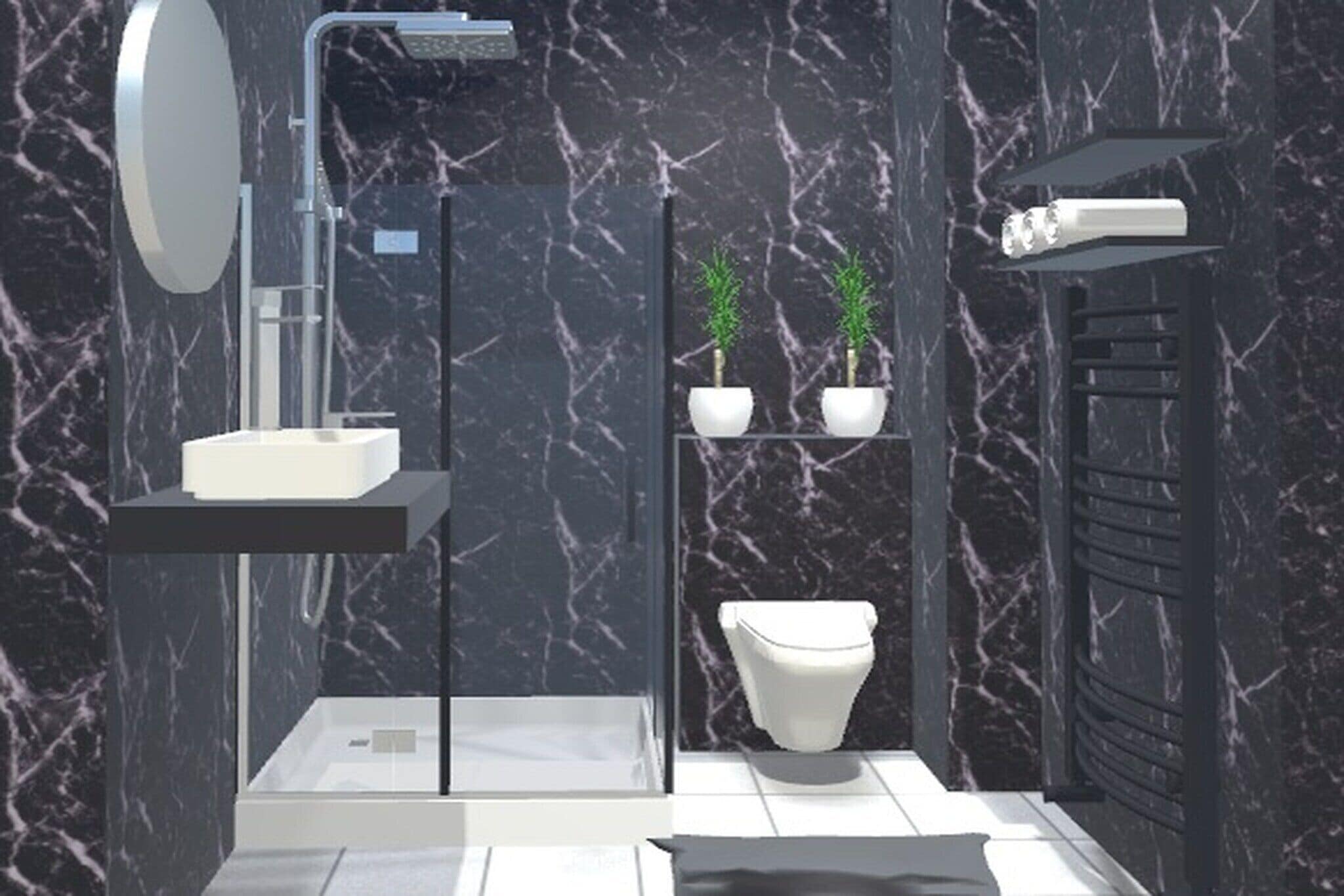 Een douche, handdoeken