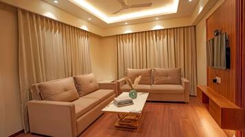 Living area | 50-inch LED TV with digital channels