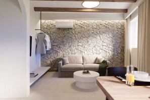 Smart TV y chimenea 