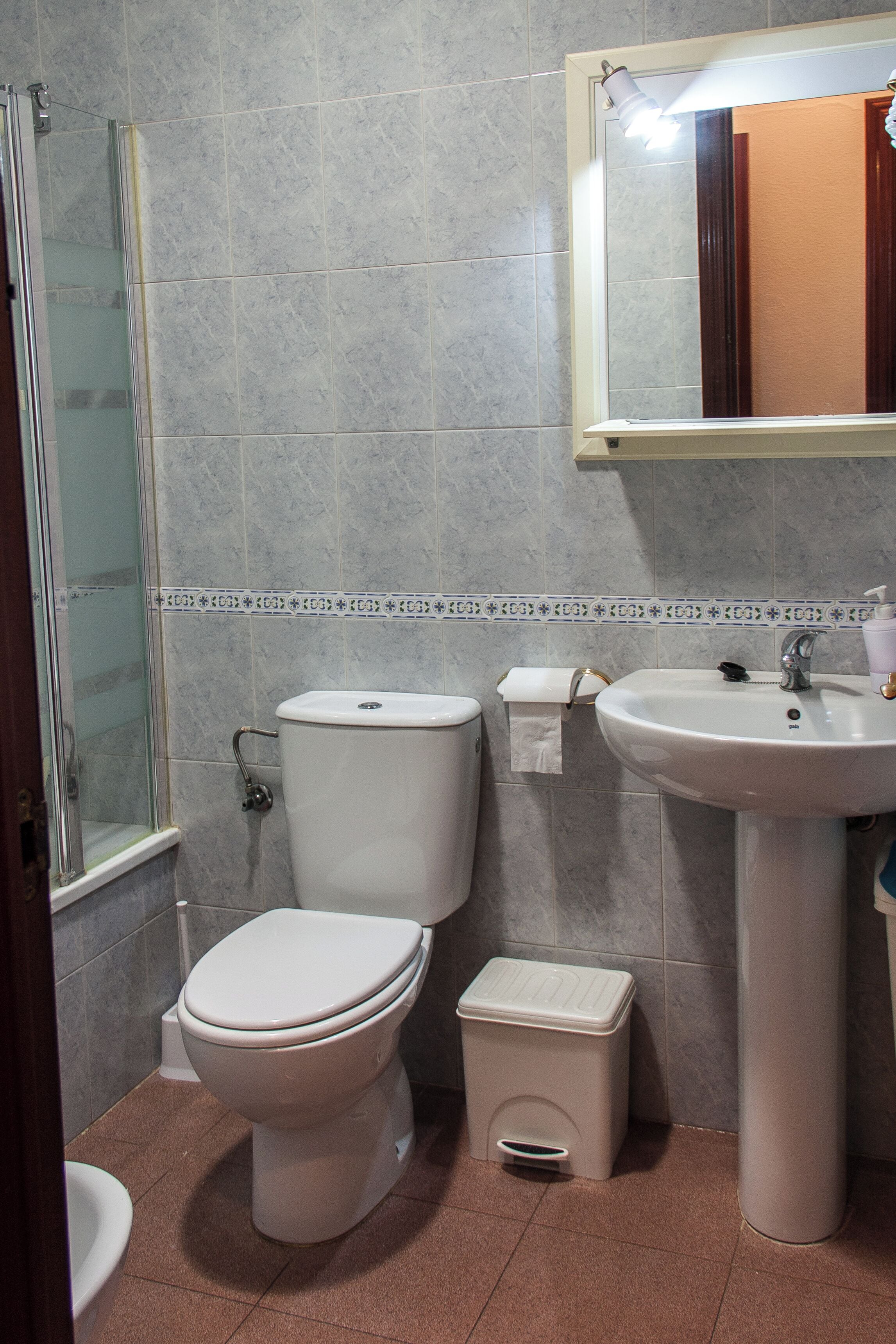 Secadora de cabello, bidet, toallas, jabón 