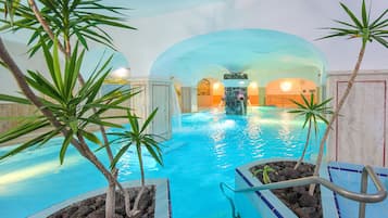 Indoor pool, outdoor pool, open 8:00 AM to 7:00 PM, pool umbrellas