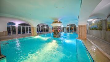 Indoor pool, outdoor pool, open 8:00 AM to 7:00 PM, pool umbrellas