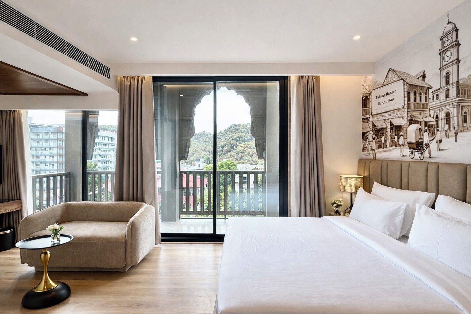 Suite de diseñador, balcón, vista a la montaña