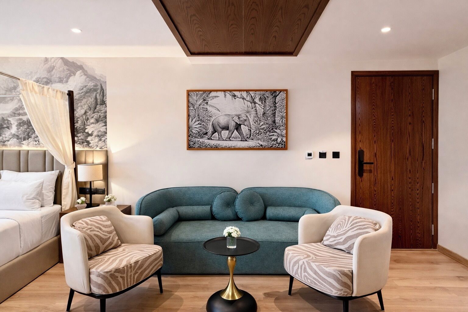 Suite estudio de lujo, cocina básica | Zona de estar