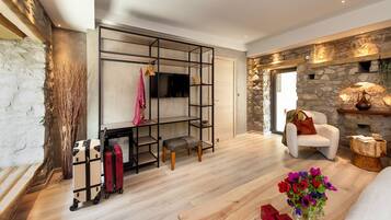 Superior Triple Room, 1 King Bed with Sofa bed, Balcony, Pool View | Premium bedding, minibar, desk, laptop workspace