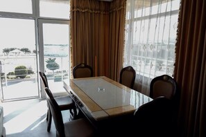 Panoramic Villa, 4 Bedrooms, Balcony, Sea View | Dining - Khazri Villa Sea Side (Baku)