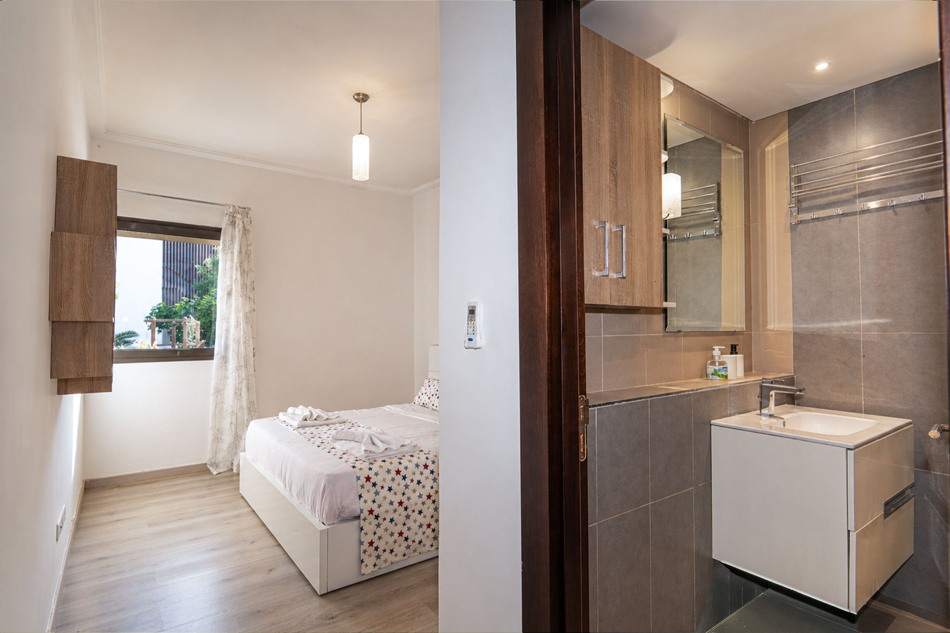 2 habitaciones, tabla de planchar con plancha, internet y ropa de cama 