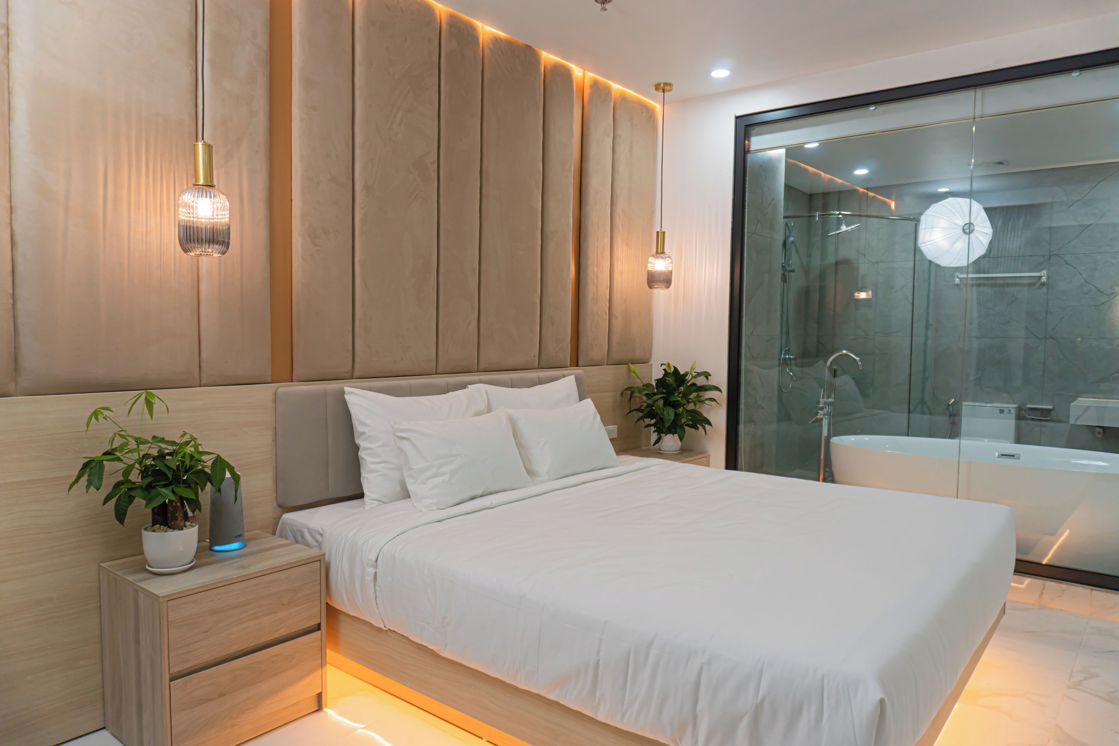 Quarto casal executivo, vista para o lago | Roupas de cama de algodão egípcio, roupas de cama premium