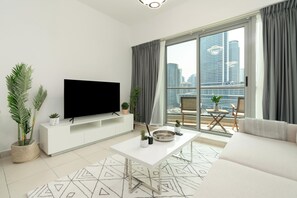 Classic Apartment, 1 Bedroom, Pool Access, Bay View | Living area - Gala Guests - The Point Marina Views (Dubai)