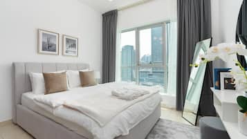 Apartamento clássico, 1 quarto, acesso à piscina, vista para a baía | Roupas de cama de algodão egípcio, roupas de cama premium