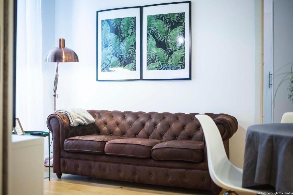 Deluxe-Apartment, Balkon, Stadtblick | Wohnbereich