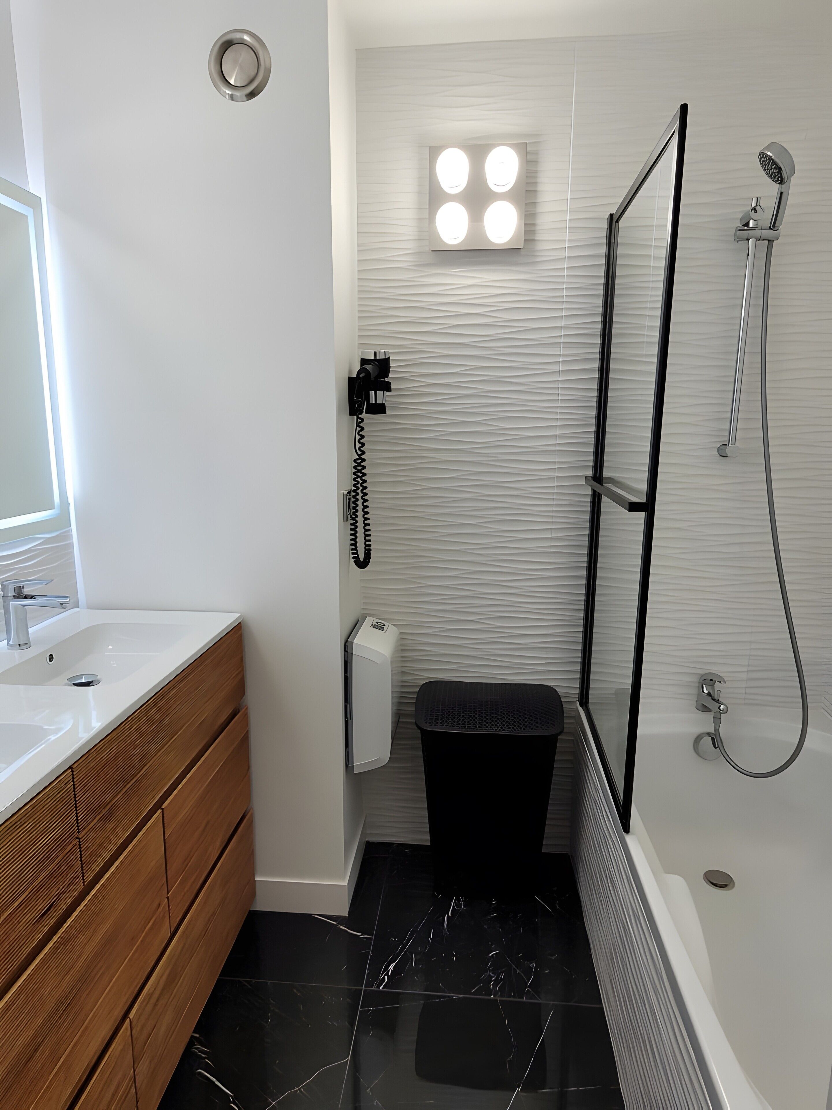 Shower, hair dryer