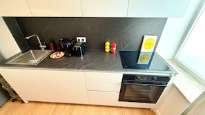 Superior Apartment, 2 Bedrooms | Private kitchen | Full-sized fridge, stovetop, dishwasher, electric kettle