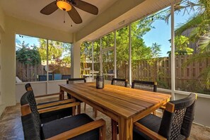 Outdoor dining - 3BR Beach Getaway w Backyard & Balcony (Cape Canaveral)