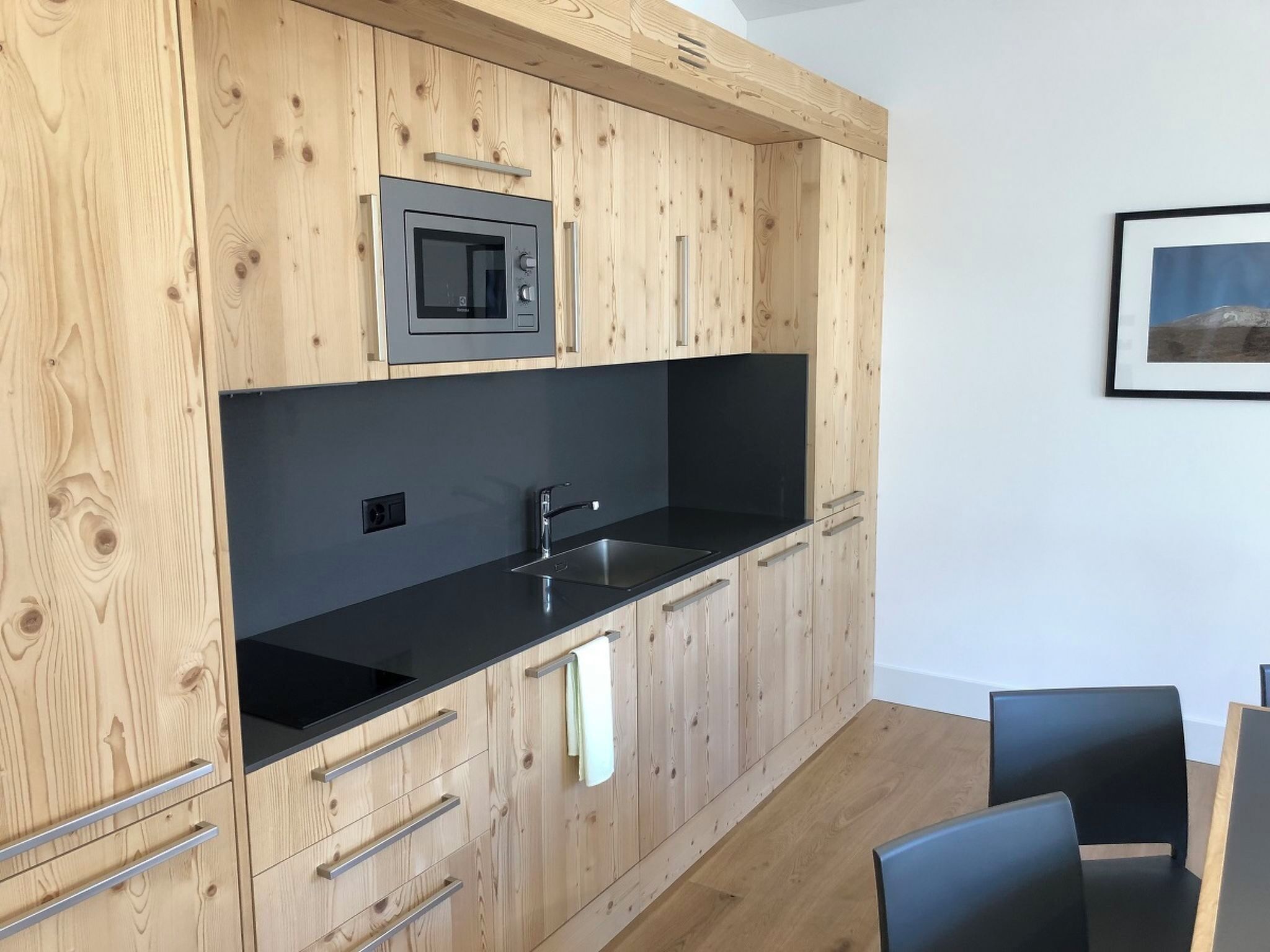 Fridge, microwave, cookware/dishes/utensils