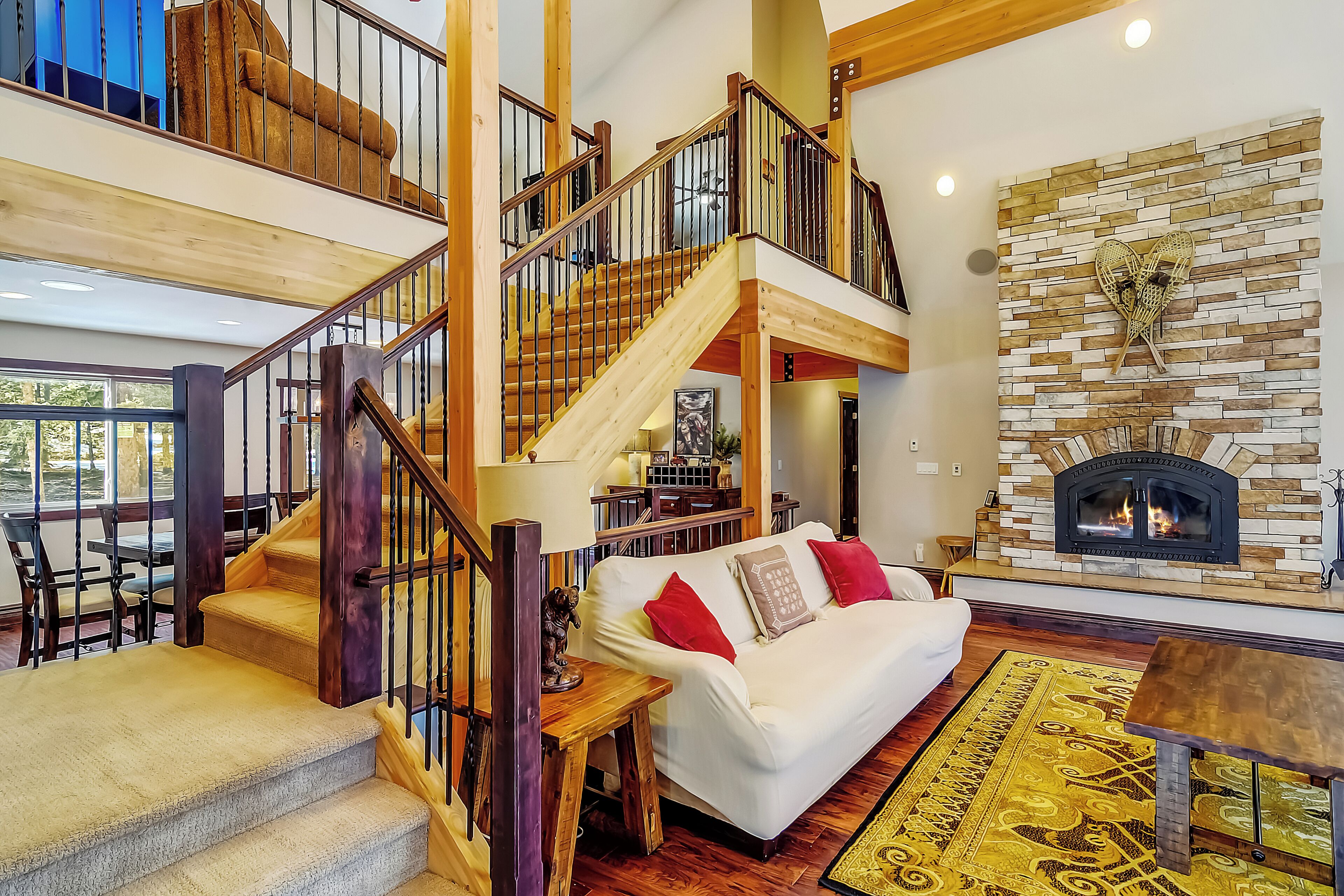 Smart TV, fireplace, DVD player, foosball