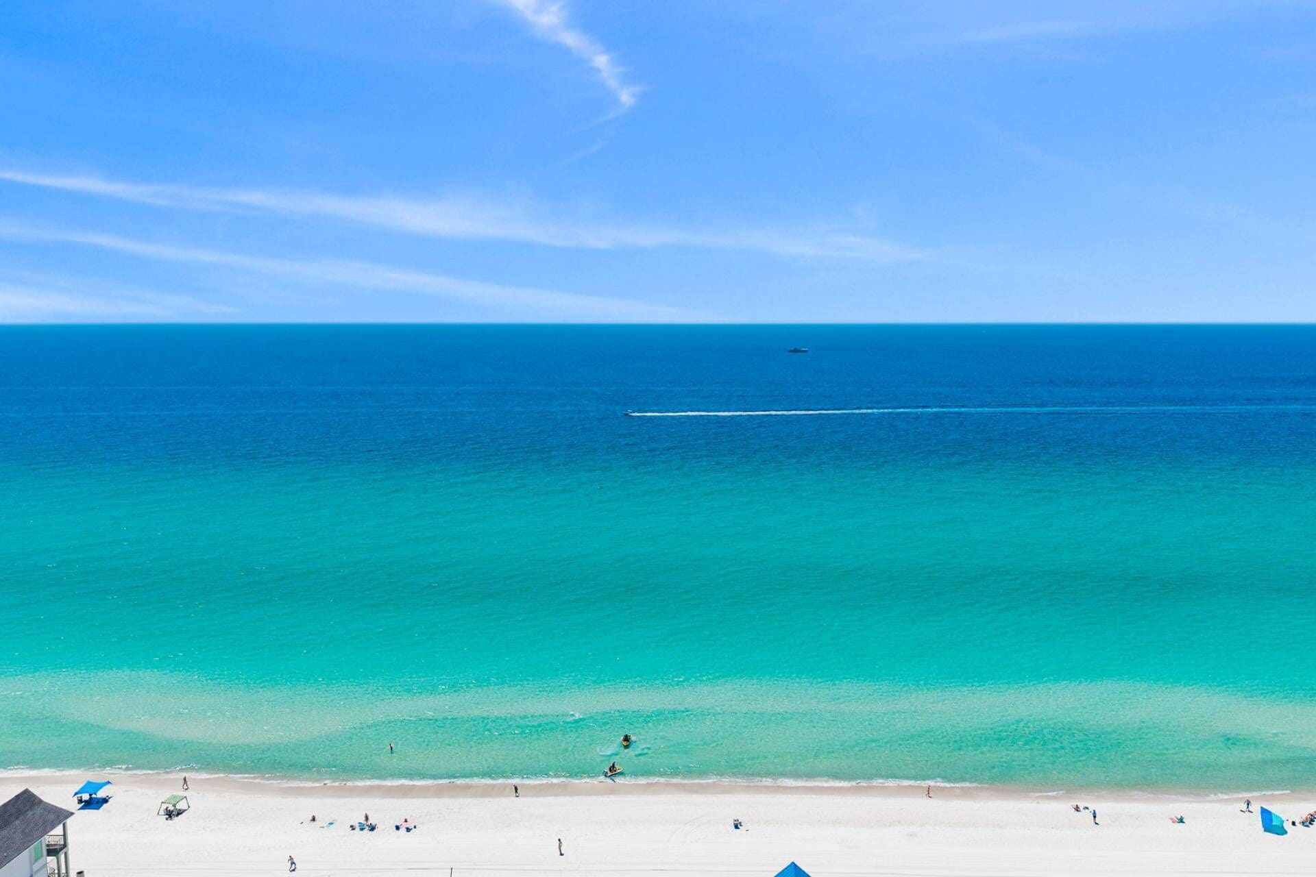 Beach nearby, motor boating